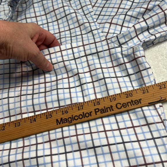 Lands End windowpane plaid tailored fit long sleeve collared button down 15.5 32 - Picture 7 of 8